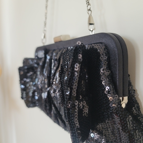 PINK and Tlx Black Sequin Clutch Evening Bag - Picture 8 of 9